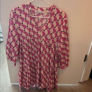Zara Pink and White Patterned Dress